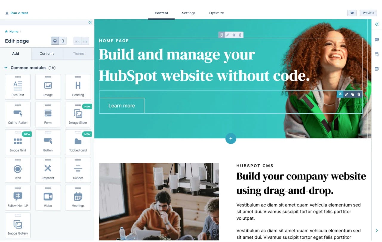 hubspot website builder